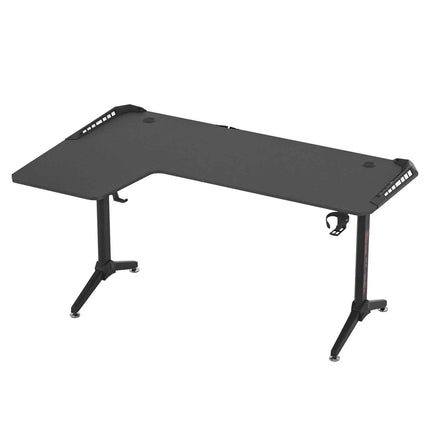 XXXL Large Corner Gaming Desk L Shape Gamer Computer Table RGB LED Lighted Table with Cup Holder and Headphone Hook