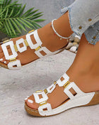 Sandali da donna stile romano di grandi dimensioni Pantofole da spiaggia open toe Zeppe estive Comode scarpe slip-on da esterno per donna