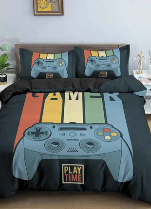 Gamepad Polyester Duvet Cover Set Colourful Button King Play Gamer Bedding Set Kids Teens Man Video Game for Child