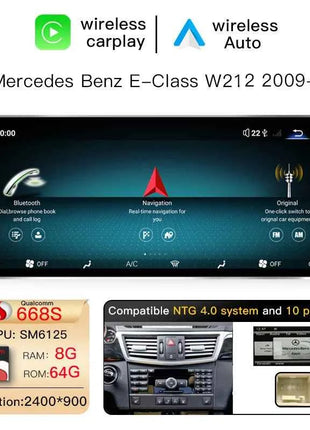 Uckazy 12.8" 2400*900 Snapdragon 665 Android 14 Car Multimedia Wireless CarPlay For Mercedes Benz E Class W212 2009 - 2015 Car Radio Player Video DSP Stereo Touch Screen 4G WiFi BT