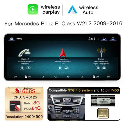 Uckazy 12.8" 2400*900 Snapdragon 665 Android 14 Car Multimedia Wireless CarPlay For Mercedes Benz E Class W212 2009 - 2015 Car Radio Player Video DSP Stereo Touch Screen 4G WiFi BT
