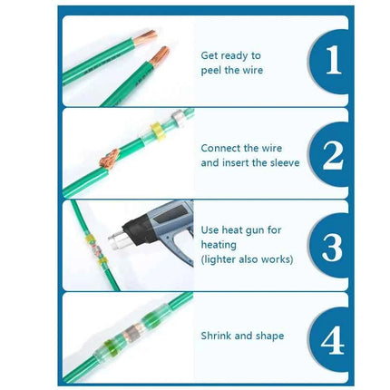 50/500Pcs Waterproof Heat Shrink Tube With Solder Insulated Electrical Wire Terminal Butt Splice Solder Electric Connector Set