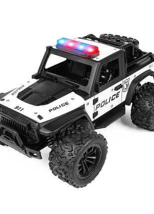 1:16 High Speed Off-Road Alloy RC Cars Police Truck Jeep with Music Sound and LED Lights 2.4G Remote Control Cars Outdoor Toy