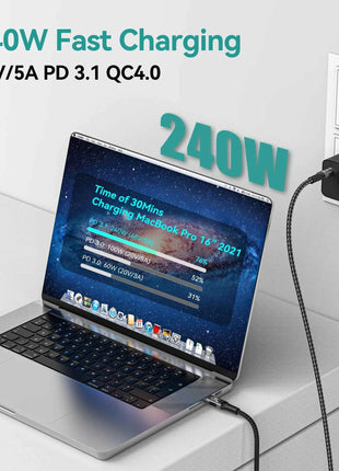 Cavo Thunderbolt 4 di tipo C 40 Gbps 8K 60 Hz Standard USB4 USB C PD3.1 QC4.0 240 W Ricarica rapida per Huawei Iphone 15 MacBook Pro
