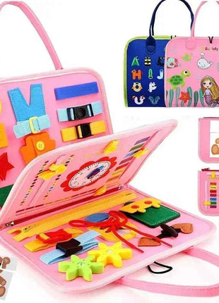 Montessori Kids Travel Toy Felt Activity Quiet Busy Board for Basic Dress Motor Skill Activity Educational Sensory Learning Book