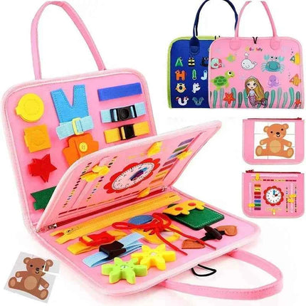 Montessori Kids Travel Toy Felt Activity Quiet Busy Board for Basic Dress Motor Skill Activity Educational Sensory Learning Book