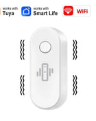 Tuya WiFi Vibration Sensor White Black Door Window Glass Broken Detector Home Security Anti-theft Smart Life APP Real-Time Alert