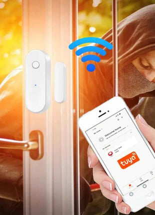 Tuya Smart WiFi Door Sensor Open Close Detector Smart Life App Control Notification Compatible with Alexa Google Home