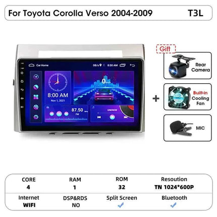 Srnubi Android Car Radio for Toyota Corolla Verso 2004-2009 Carplay Android auto 2Din Multimedia Player Autoradio Navigatore GPS