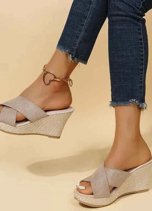 Alla moda bocca di pesce cava traspirante zeppa nuove scarpe da donna comode Casual aumentate eleganti pantofole Zapatos Mujer