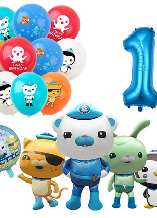 Decorazioni per Feste di Compleanno per Bambini Octonauts, Palloncini in Alluminio, Piatti di Carta, Sfondo con Capitano Oceanico, Pirata, Pinguino, Barnacles, Peso