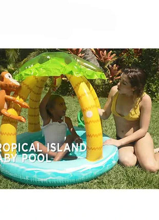 Tropical Island Coconut Tree Design piscina gonfiabile per bambini piscina per bambini con tettuccio parasole 1-3Y divertimento gioco d'acqua all'aperto