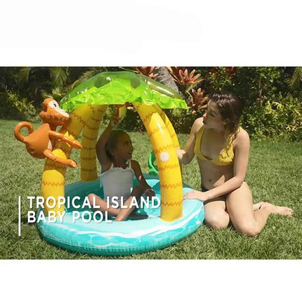 Tropical Island Coconut Tree Design piscina gonfiabile per bambini piscina per bambini con tettuccio parasole 1-3Y divertimento gioco d'acqua all'aperto