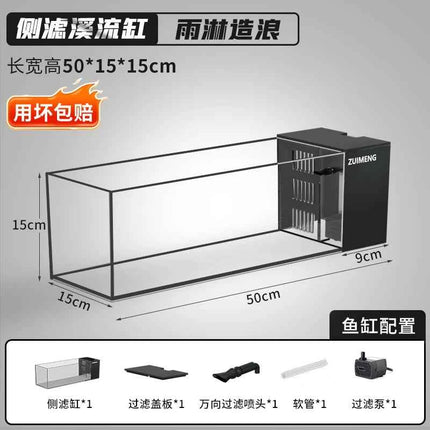 ‌Turtle Aquarium Tank - Fish & Turtle Hybrid Habitat with Stream Landscape, Luxury Villa Ecosystem for Home/Office