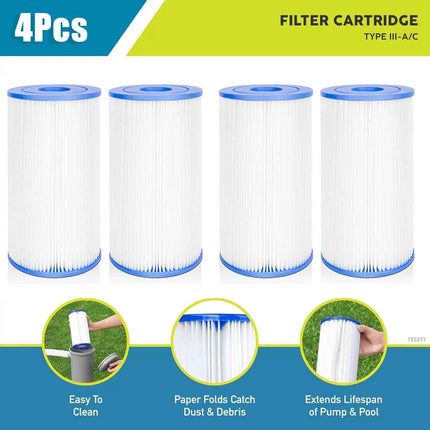 1-6pcs Tipo III Cartuccia del filtro della piscina per Bestway 58012E Tipo III/A Cartuccia della pompa del filtro della piscina esterna Parte di ricambio