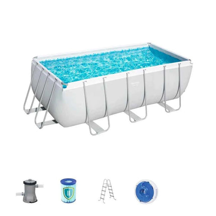 Piscina rettangolare Bestway 412*201*122cm con telaio in acciaio super resistente (filtro + scaletta da 48 pollici) - Grande piscina fuori terra in offerta 56456