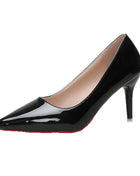 White Nude Pointed Toe Patent Leather High Heels Sexy Red Sole Party Prom Girl Pumps Minimalist Shallow Mouth Work Single Shoes