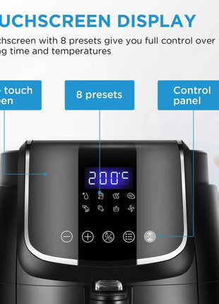 Friggitrice ad Aria Midea 4L 1500W - 8 Modalità, 35-200°C, Senza Olio MAD40F8APK-S