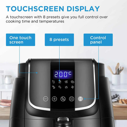 Friggitrice ad Aria Midea 4L 1500W - 8 Modalità, 35-200°C, Senza Olio MAD40F8APK-S