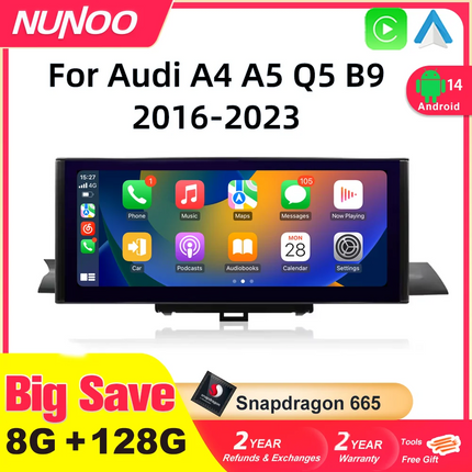 12.3 Android 14 Wireless Carplay For Audi A4 A5 Q5 B9 2017 2016-2023 IPS Touch Screen WIFI Multimedia Stereo GPS Navi Receiver