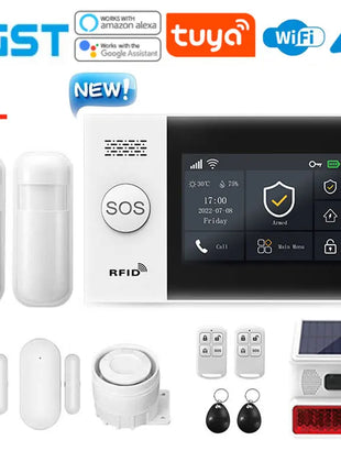 PGST PG-107 4G Tuya Wireless WIFI GSM Sistema di allarme domestico con telecamere di sicurezza Rilevatore di movimento Sensore antifurto Alexa e Google