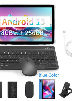 Tablet BDF 5G da 10.1 Pollici, 8GB RAM, 256GB ROM, Dual SIM, Doppia Fotocamera, con Cover Tastiera, Mouse e Batteria da 8000mAh