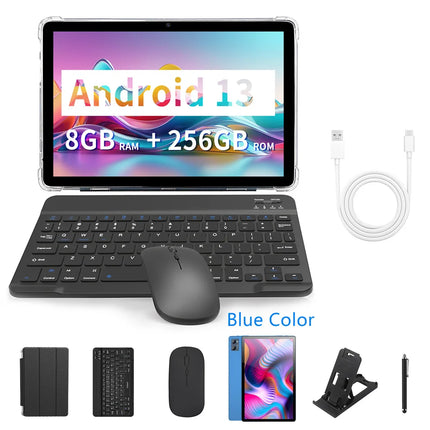 Tablet BDF 5G da 10.1 Pollici, 8GB RAM, 256GB ROM, Dual SIM, Doppia Fotocamera, con Cover Tastiera, Mouse e Batteria da 8000mAh