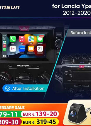Junsun 6.2" Wireless CarPlay Android Auto Car Radio for Lancia Ypsilon 2012 2013 2014-2020 Multimedia WiFi 4G 8core RDS