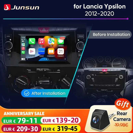 Junsun 6.2" Wireless CarPlay Android Auto Car Radio for Lancia Ypsilon 2012 2013 2014-2020 Multimedia WiFi 4G 8core RDS