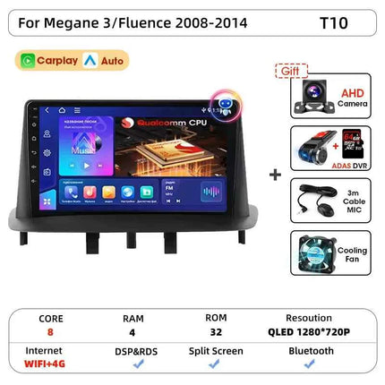 Srnubi Car Radio For Renault Megane 3 Fluence Samsung SM3 2008-2014 Multimedia Player Carplay Android Auto Autoradio Navigatore