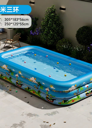 Inflatable Pool Made of Thick PVC, Foldable, Portable, Large for Families, Garden, Children and Adults, with Slide, Pool Accessories
