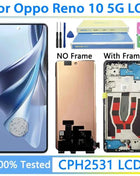 6.7“”AMOLED For Oppo Reno10 CPH2531 LCD Touch Screen Digitizer Reno 10 5G CPH2531 Display With Fingerprint Frame