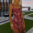Colorful Diamond Pattern Sequin Slit Sexy Dress Women Elegant Party Club Dress Backless Mini Summer Dress Luxury Vestidos