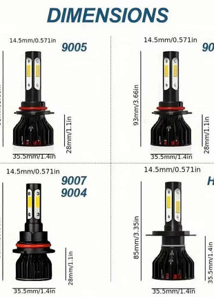2pcs New 4 Sides 9005/HB3 9006/HB4 H4 H7 H11 H13 9004 9007 Car LED Bulbs 6000K White 8000K Ice Blue 26000LM 360 Beam Angle