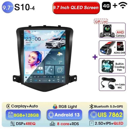Srnubi 9.7" Car Radio Android For Chevrolet Cruze J300 2008-2012 2Din Multimedia Player Video Navigation 4G Carplay Head Unit