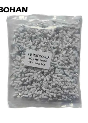 1000pcs E0508 E7508 E1008 E1508 E2508 Insulated Ferrules Terminal Block Cord End Wire Connector Electrical Crimp Terminator