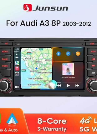 Junsun 7'' Wireless CarPlay Android Auto Car Radio Multimedia For Audi A3 8P S3 2003-2012 4G WiFi GPS Navigation Autoradio