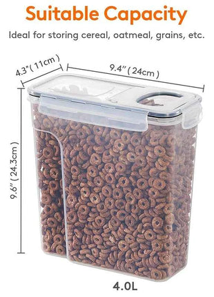 4L Cereal Storage Containers with Lids 1/2/4pcs Airtight Food Moistureproof Tank with Label Stickers Kitchen Organization Box