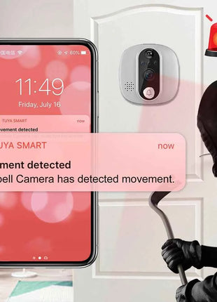 Videocitofono WiFi 3MP 5GHz 2.4GHz con Telecamera Spioncino 1080P Tuya Smart Life, Rilevamento Movimento PIR, Batteria 5000mAh e Visione Notturna IR