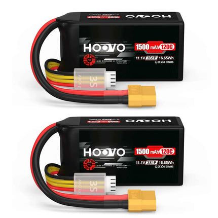 HOOVO 3S Lipo Battery 11.1V 120C 1500 mAh Graphene Battery with XT60 Plug for FPV Racing Drone Helicopter Airplane RC Boat Car