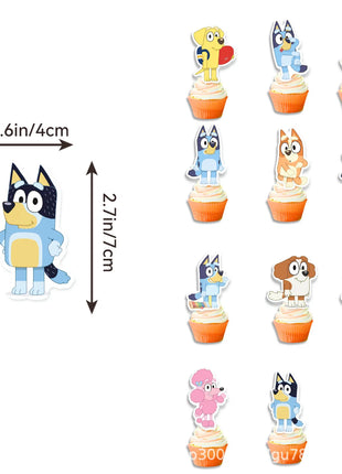 Set di stoviglie usa e getta a tema famiglia Bluey, piatto, striscione, topper per torta, bandierine, palloncini Bingo, decorazioni per compleanno.