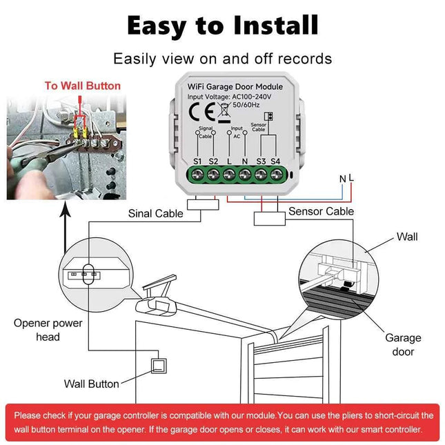 Tuya Mini WiFi Garage Door Opener Smart Life App Remote Voice Control Gate Door Switch module Works with Alice Alexa Google Home