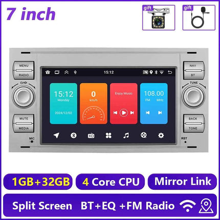 Hikity 2Din 7 "Car Radio for Transit Fiesta Focus Galaxy Mondeo Fusion Kuga C/S-Max Car Player Carplay/Auto GPS WIFI Touch display