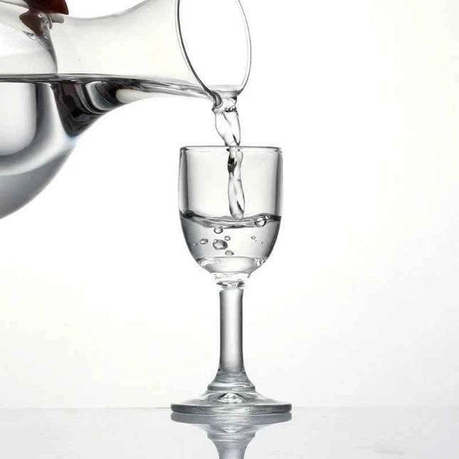Set 6 Calici Shot 25ml in Vetro Senza Piombo con Stelo per Bar Matrimoni e Feste