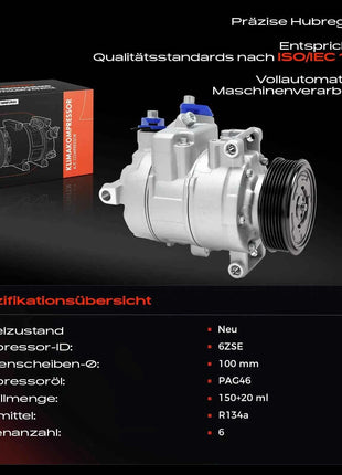 Compressore climatizzatore Frankberg 1x per Audi A4 8K2 8KH A5 8T3 A6 Seat Exeo 3R2 3R5 2004-2019 4F0260805AA 4F0260805T 8K0260805