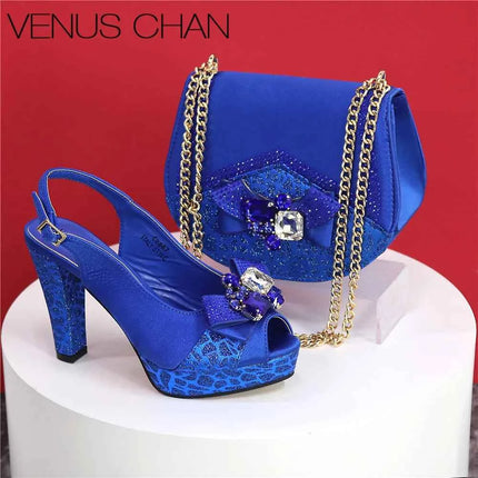 Scarpe e borsa da sera alla moda africana scarpe da donna di Design italiano nuovo stile tacchi alti comode scarpe e borse da donna