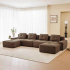 4-Seater Boneless Modular Sofa with U-Shaped Chair Length, Living Room Comfortably Padded Corduroy Cloud Sofa, Non-Slip Design