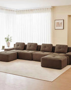 4-Seater Boneless Modular Sofa with U-Shaped Chair Length, Living Room Comfortably Padded Corduroy Cloud Sofa, Non-Slip Design