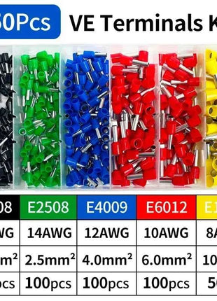 200-1900Pcs Electrical Tube Insulated Terminal VE Tubular Crimp Terminals Wire Cable Connector Ferrules Terminal Connectors