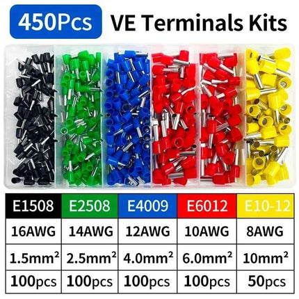 200-1900Pcs Electrical Tube Insulated Terminal VE Tubular Crimp Terminals Wire Cable Connector Ferrules Terminal Connectors